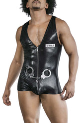 CandyMan 99844 Polizei-Bodysuit, Farbe Schwarz